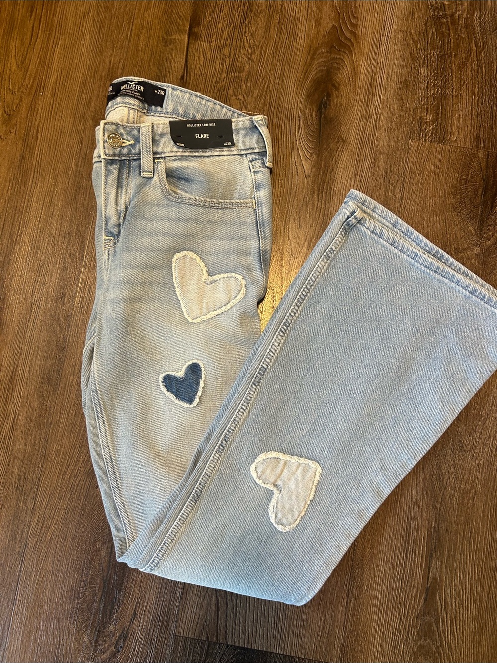 Hollister Flare Denim Heart Patch Jeans